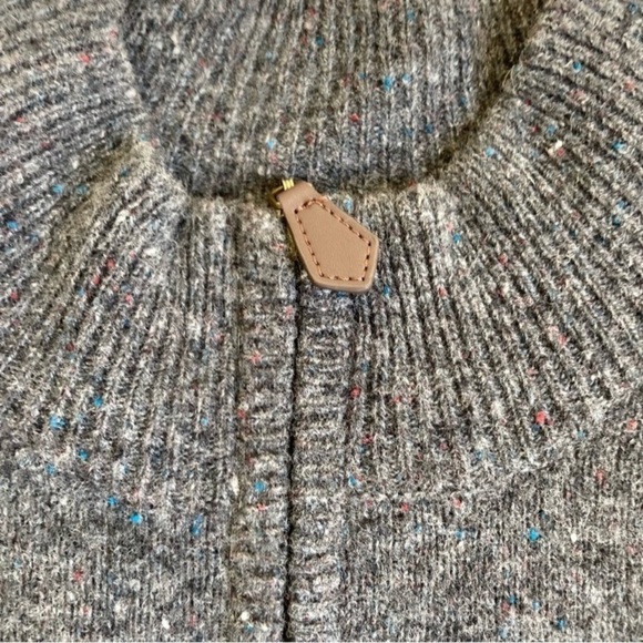 Tom James 1/4 Zip Merino Wool Sweater Grey with Speckles Elbow Patches Casual M - Picture 10 of 16